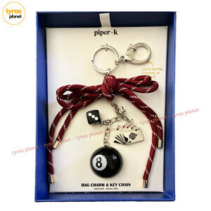 Piper K Feeling Lucky Bag Charm and Key Chain Gift Set with 8 Ball Dice Cards